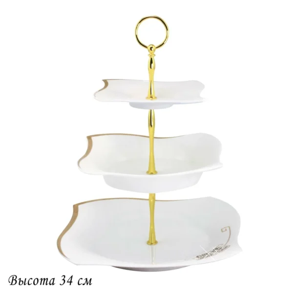 108-086 Трехъярусная этажерка в под.уп. GIVENCHI GOLD (х6) Фарфор